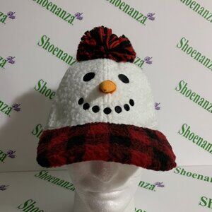 Ugly Christmas Hat Holiday Time Snowman Sherpa Buffalo Plaid Adjustable One Size